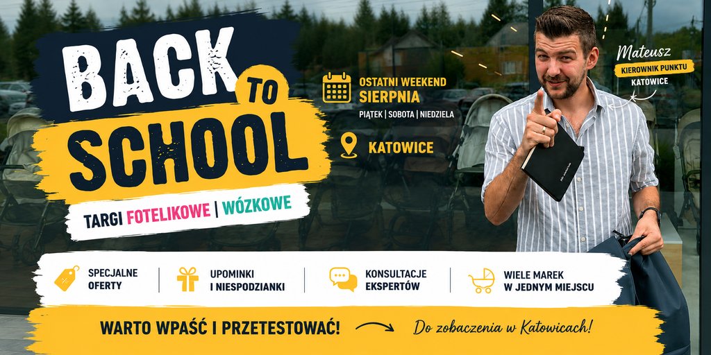 Zdjęcie przedstawia BACK TO&nbsp;SCHOOL w&nbsp;Katowicach! Wózki, foteliki, prezenty i&nbsp;wyjątkowe spotkania z&nbsp;markami